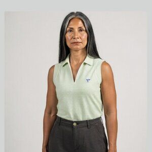 Ocean Reef Club Tehama Sleeveless Golf Polo Shirt Womens M Green White Stripe